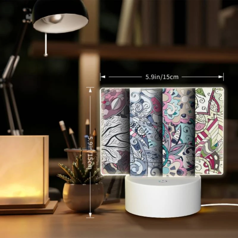 Rectangular Acrylic Night Light, Three different colored designs of swirls and patterns. Rectangular Acrylic Night Light, Three Different Colored Designs Of Swirls And Patterns. -Pattern Night Light 7ebf59396b033a3ddee3bc81f939c8226662b60c
