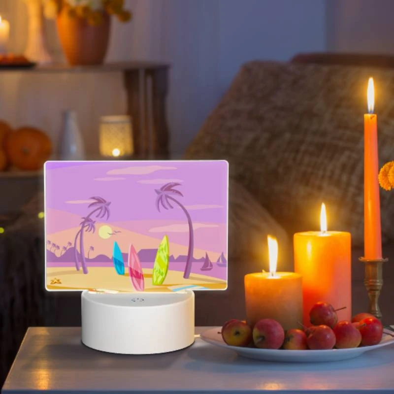 Rectangular Acrylic Night Light, A beach scene with palm trees Rectangular Acrylic Night Light, A Beach Scene With Palm Trees -Pattern Night Light 7f9e5569da778b29791fde482dee274698452b6b