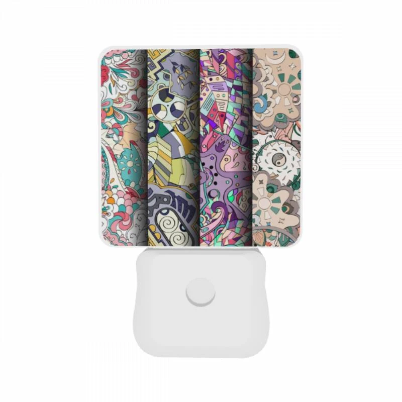 Night Light Set of 2, Four colorful designs are displayed in a row. Night Light Set Of 2, Four Colorful Designs Are Displayed In A Row. -Pattern Night Light 7fb04492fccdf0aef865ef0e4ec4fdf93489ee96