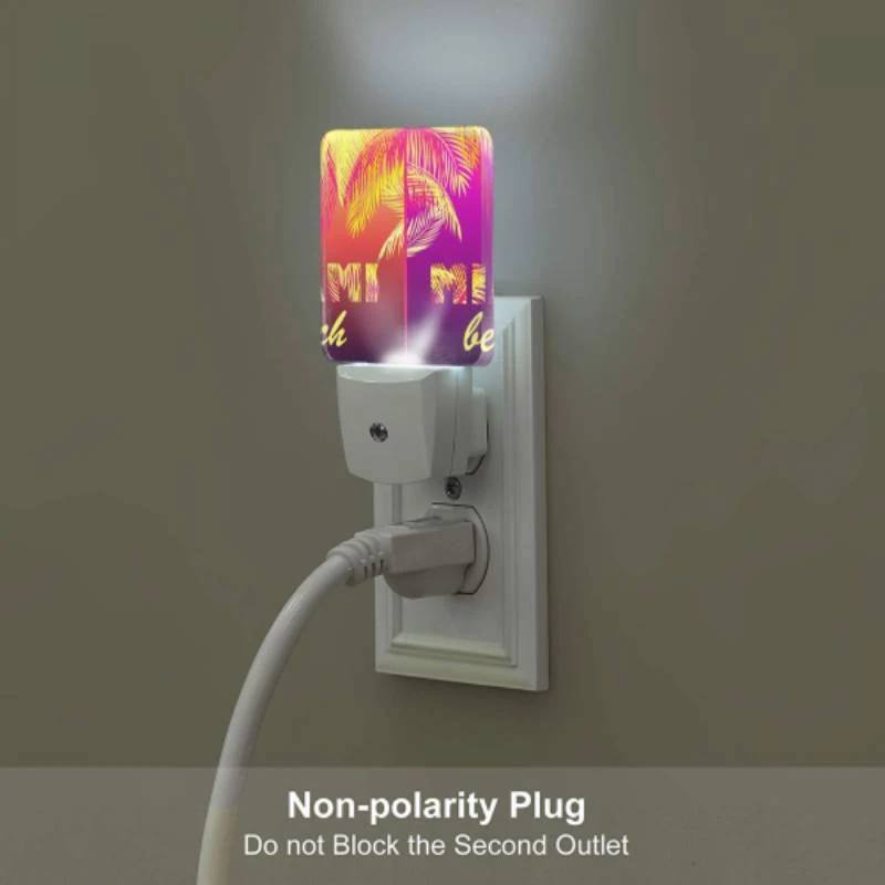 Night Light Set of 2, Two pictures of palm trees with the word Miami written on them. Night Light Set Of 2, Two Pictures Of Palm Trees With The Word Miami Written On Them. -Pattern Night Light 7ff01d9621b6e9b90b5d9b80c6fb13116533ebfc