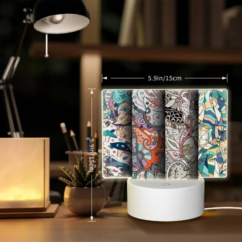 Rectangular Acrylic Night Light, Four different colored designs of leaves and flowers. Rectangular Acrylic Night Light, Four Different Colored Designs Of Leaves And Flowers. -Pattern Night Light 8030d472996a3eb81eb831dd85cdcd25426cf28c