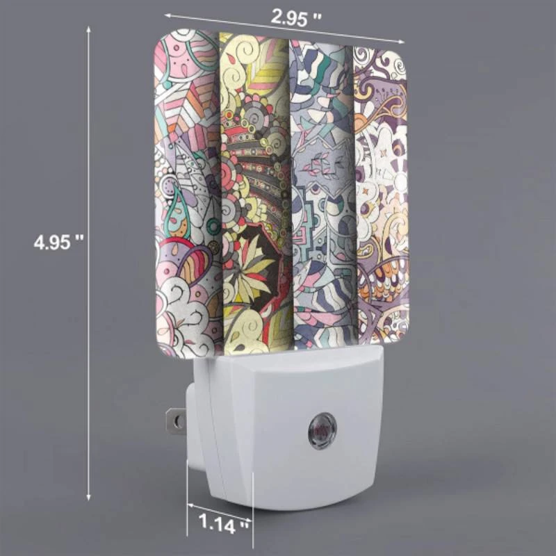 Night Light Set of 2, Three colorful and intricate designs are displayed side by side. Night Light Set Of 2, Three Colorful And Intricate Designs Are Displayed Side By Side. -Pattern Night Light 80928fc59fdee7ebefdc90a3ee60f2dc2177976a