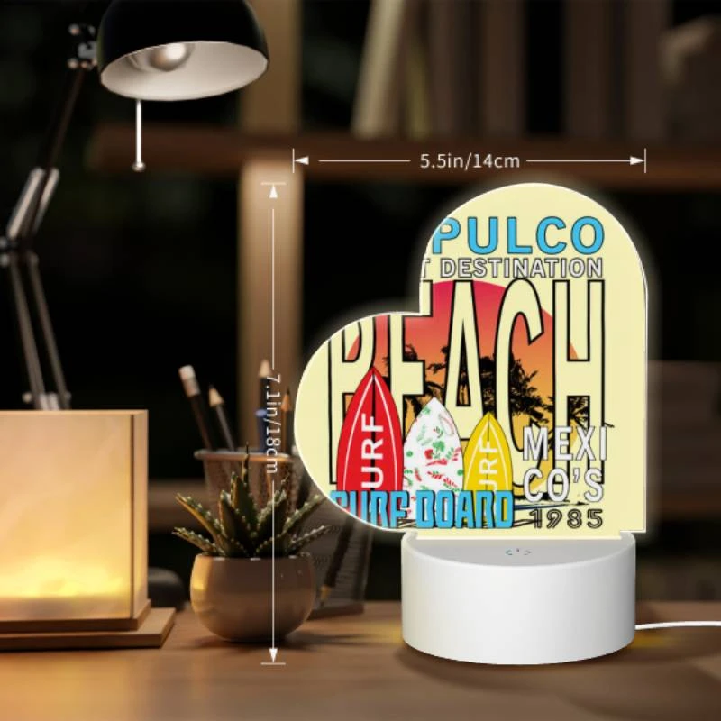 Love Acrylic Night Light, A surfboard with the words "Surfboard Co's" written on it. Love Acrylic Night Light, A Surfboard With The Words "Surfboard Co's" Written On It. -Pattern Night Light 80e85c6177c2cbbdd92133dda7b89cf7691c8b22