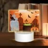 Rectangular Acrylic Night Light, A Halloween Poster With A Cat