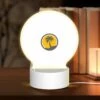 Round Acrylic Night Light, A Logo Of A Palm Tree On A Beach.