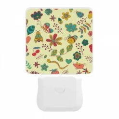 Night Light, A Colorful Pattern Of Flowers And Leaves With A Smiling Face. 11 Night Light, A Colorful Pattern Of Flowers And Leaves With A Smiling Face. -Pattern Night Light 81d116ab0a37a649295fa55be627af33015da7c6