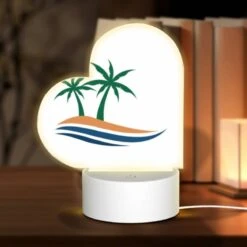 Love Acrylic Night Light, A Logo Of A Palm Tree On A Beach.