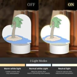 Love Acrylic Night Light, A Cartoon Drawing Of A Palm Tree On A Small Island. -Pattern Night Light 8388250324a4396dc08247128087801226a4e729