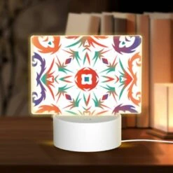 Rectangular Acrylic Night Light, A Colorful Design With A Central Circle.