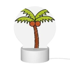 Round Acrylic Night Light, A Cartoon Drawing Of A Palm Tree With Two Orange Fruits On Top. 11 Round Acrylic Night Light, A Cartoon Drawing Of A Palm Tree With Two Orange Fruits On Top. -Pattern Night Light 843faa2c9f3b595061fd08075f82f6c066da7cdf