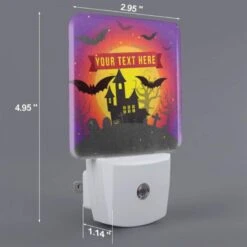 Night Light, A Halloween Scene With A Haunted House And Bats Flying Around. 3 Night Light, A Halloween Scene With A Haunted House And Bats Flying Around. -Pattern Night Light 846435bbc68cffd71a614a4aeb2fc9625776c02d