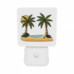 Night Light Set Of 2, A Cartoon Drawing Of A Tropical Island With Two Palm Trees And A Sun. 9 Night Light Set Of 2, A Cartoon Drawing Of A Tropical Island With Two Palm Trees And A Sun. -Pattern Night Light 8473d5b85d17b468cec02cce95d49e2fa9941391