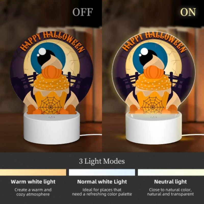 Round Acrylic Night Light, A Halloween themed image of a cake with a spider web on it. Round Acrylic Night Light, A Halloween Themed Image Of A Cake With A Spider Web On It. -Pattern Night Light 86339916a2c88fb2aeb1894bd260cd86b1eaf5cc