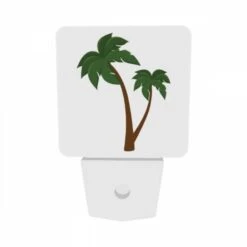 Night Light Set Of 2, A Green Palm Tree With A Brown Trunk. -Pattern Night Light 86dcd4f6389ba68f1f7631e3270cbc119fa78c42