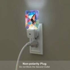 Night Light Set Of 2, A Colorful Painting Of A Triangle With A Person In The Center. 6 Night Light Set Of 2, A Colorful Painting Of A Triangle With A Person In The Center. -Pattern Night Light 8753ada0c3e54ca90ae0ece9a320660278cf7ffe