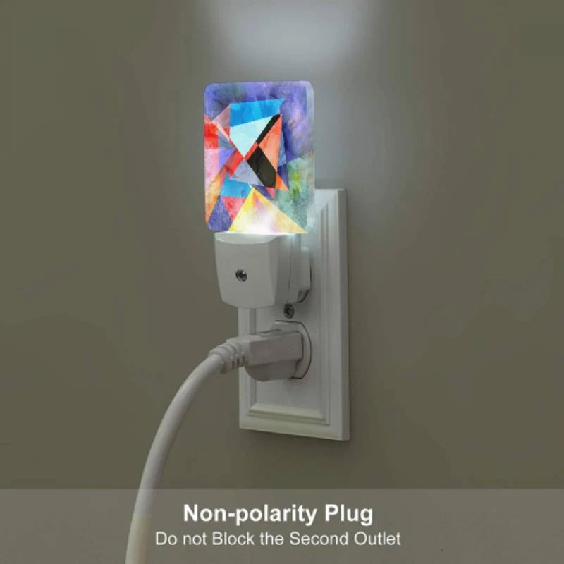 Night Light Set of 2, A colorful painting of a triangle with a person in the center. Night Light Set Of 2, A Colorful Painting Of A Triangle With A Person In The Center. -Pattern Night Light 8753ada0c3e54ca90ae0ece9a320660278cf7ffe