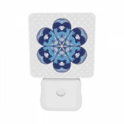 Night Light Set Of 2, A Blue And White Flower With A Blue Background. 9 Night Light Set Of 2, A Blue And White Flower With A Blue Background. -Pattern Night Light 88b449352368ad1781a3d15ac9821049059ff674