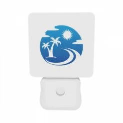 Night Light Set Of 2, A Blue And White Logo Of A Sun And Palm Tree. 9 Night Light Set Of 2, A Blue And White Logo Of A Sun And Palm Tree. -Pattern Night Light 88f5d0032ce8925243bcf9fd06c2c6a91cc0ffe4