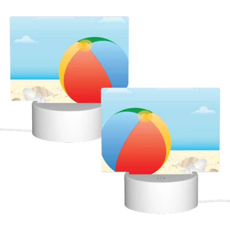 Rectangular Acrylic Night Light, A colorful beach ball is sitting on a sandy beach. Rectangular Acrylic Night Light, A Colorful Beach Ball Is Sitting On A Sandy Beach. -Pattern Night Light 892ecce705dc26fc42886589c4aa71dbf6a85368