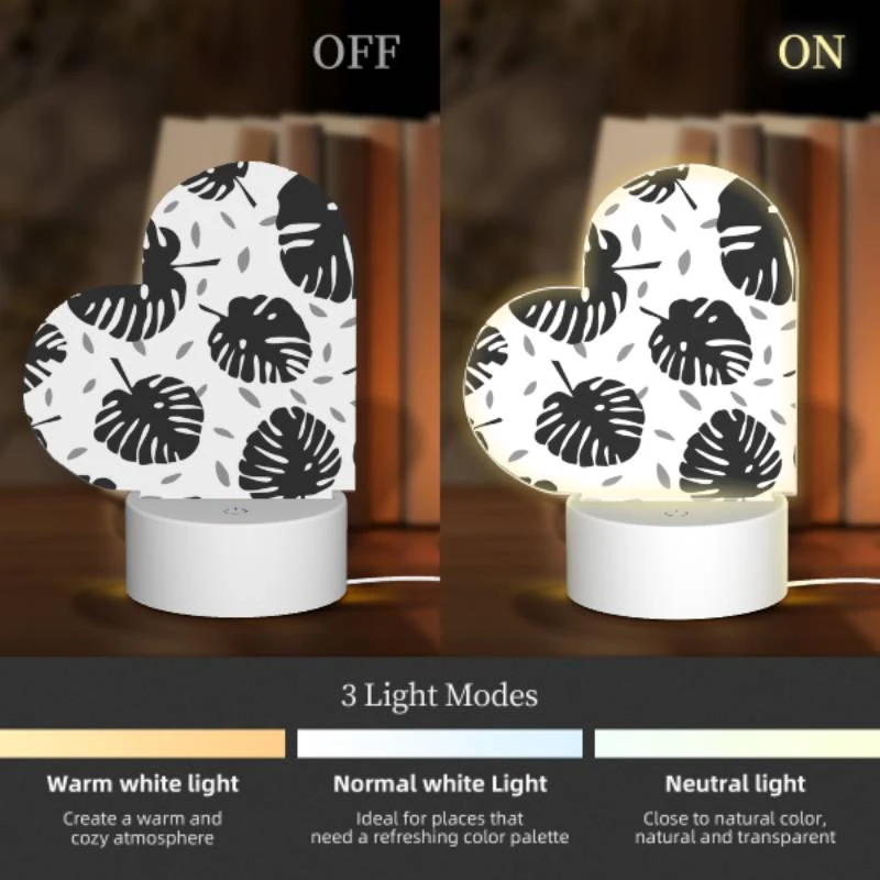 Love Acrylic Night Light, A pattern of black and white leaves. Love Acrylic Night Light, A Pattern Of Black And White Leaves. -Pattern Night Light 893858d11be49ded7d162e91955505e4e641807b
