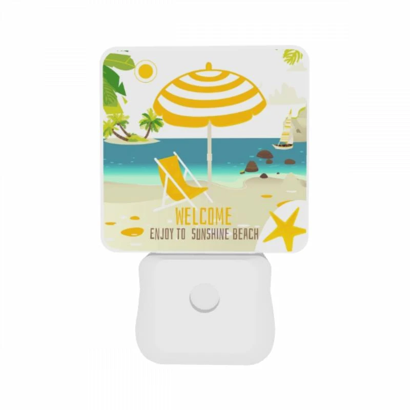 Night Light Set of 2, A yellow and white umbrella is set up on a beach Night Light Set Of 2, A Yellow And White Umbrella Is Set Up On A Beach -Pattern Night Light 89579915e1d5ca25ceebfca641f98aec5dfa7453