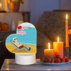 Love Acrylic Night Light, A Man Is Sitting On A Beach Chair With A Drink In His Hand. -Pattern Night Light 897f07059d02925d832841ca0aba40d1f684e81d