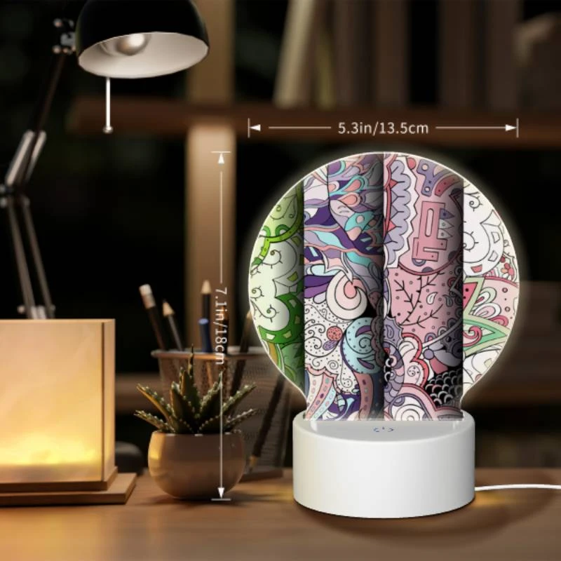 Round Acrylic Night Light, Three colorful designs of a person's arm are displayed. Round Acrylic Night Light, Three Colorful Designs Of A Person's Arm Are Displayed. -Pattern Night Light 89c15a64a47206b4f3853ca2cd8fb22efe91538e