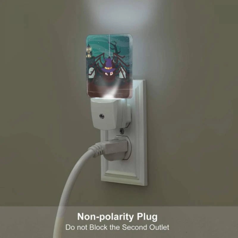 Night Light, A spider with a witch's hat on its head is hanging from a rope. Night Light, A Spider With A Witch's Hat On Its Head Is Hanging From A Rope. -Pattern Night Light 8a37bcf97682a1318a3f54a4fc23dc732cb15206