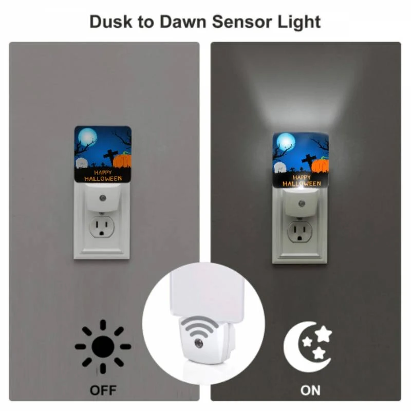 Night Light Set of 2, A Halloween scene with a moon Night Light Set Of 2, A Halloween Scene With A Moon -Pattern Night Light 8a407a0e880d70d028f82004ebbac43e840aa903