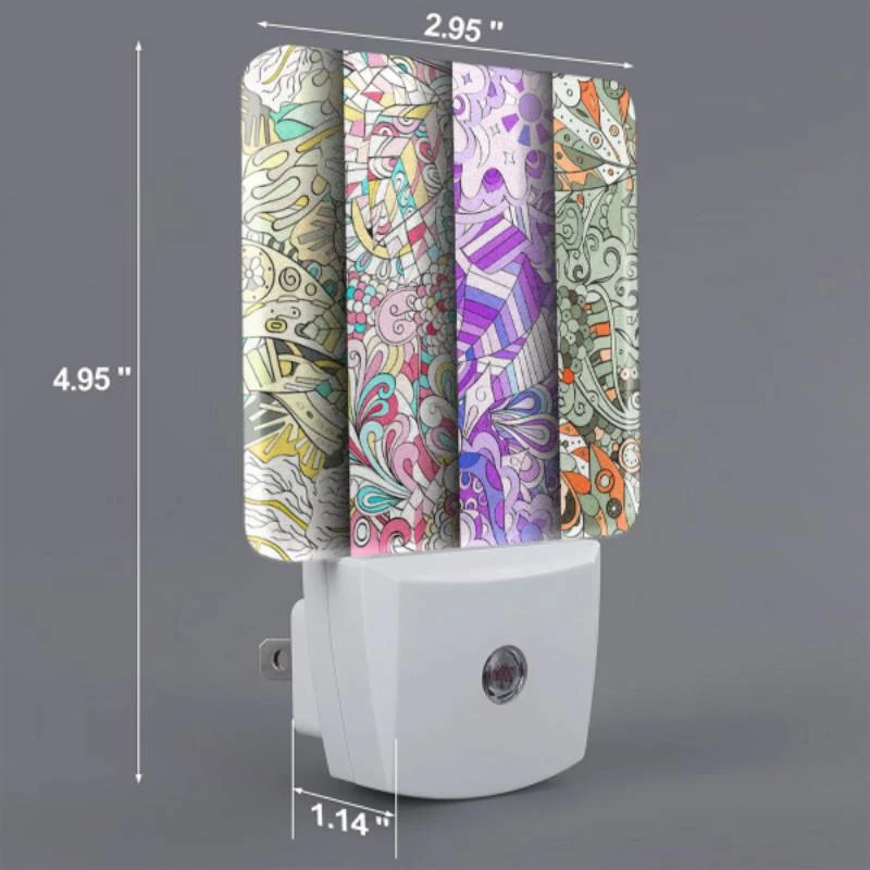 Night Light Set of 2, Three colorful paintings are displayed side by side. Night Light Set Of 2, Three Colorful Paintings Are Displayed Side By Side. -Pattern Night Light 8a591a7a0f943bfd8da7d4902c40a12be03d6cb8