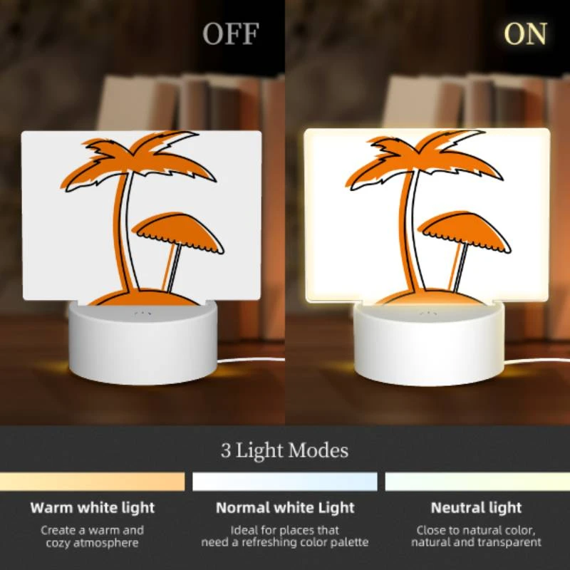 Rectangular Acrylic Night Light, A cartoon drawing of a palm tree with a beach umbrella. Rectangular Acrylic Night Light, A Cartoon Drawing Of A Palm Tree With A Beach Umbrella. -Pattern Night Light 8a7e68f5493f8765012818b9e2c6e750c823acc4