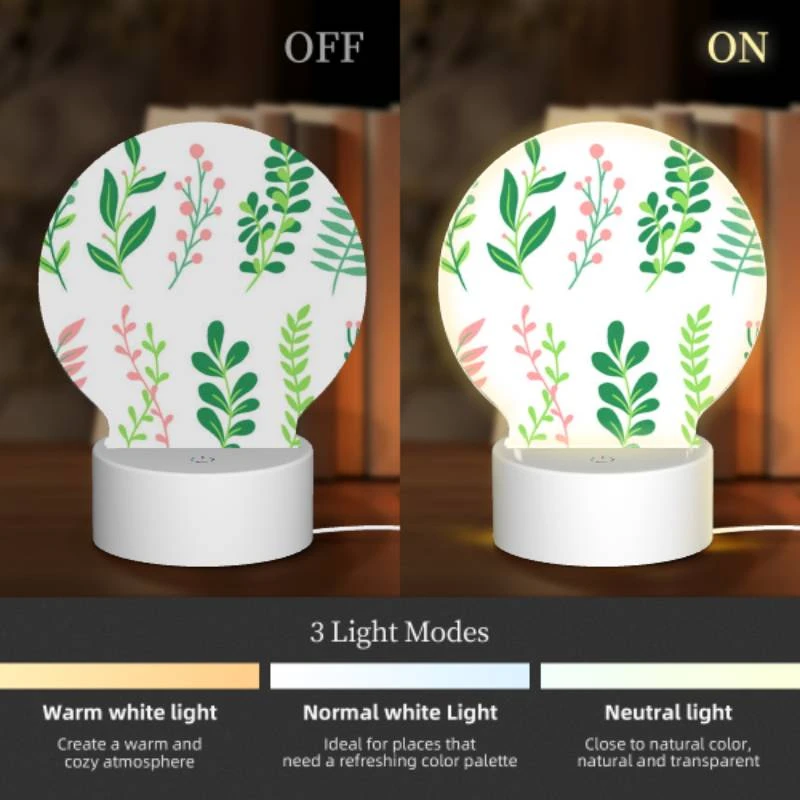 Round Acrylic Night Light, A collection of six different plants Round Acrylic Night Light, A Collection Of Six Different Plants -Pattern Night Light 8aa483dfb6c61cc26415e30ff38eae0bc2bf7249
