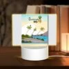 Rectangular Acrylic Night Light, A Colorful Poster Of A Tropical Island With A Pineapple On Top.