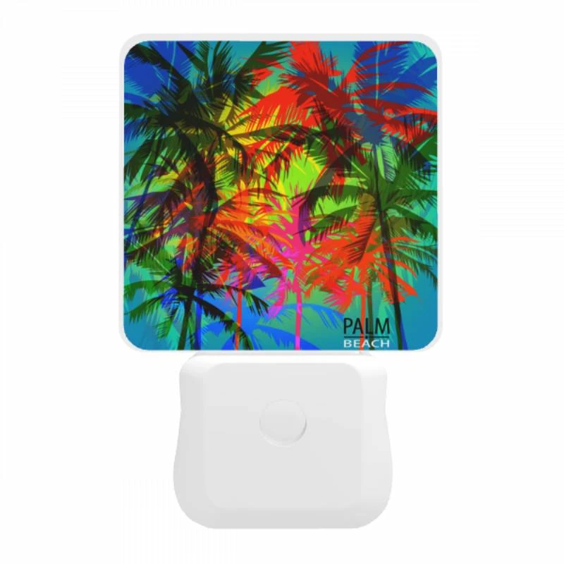 Night Light, A colorful image of palm trees with a logo that reads "Palm Beach." Night Light, A Colorful Image Of Palm Trees With A Logo That Reads "Palm Beach." -Pattern Night Light 8c048536042b39bd6f6941382e79cbc90c4efdbc
