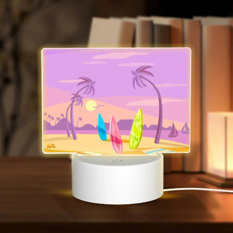 Rectangular Acrylic Night Light, A beach scene with palm trees Rectangular Acrylic Night Light, A Beach Scene With Palm Trees -Pattern Night Light 8cf6c435b4e02f0a8c5136418822b083e8a9bd53