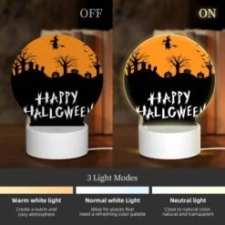 Round Acrylic Night Light, A Halloween Poster With A Witch Flying Over A Hill Of Pumpkins. 4 Round Acrylic Night Light, A Halloween Poster With A Witch Flying Over A Hill Of Pumpkins. -Pattern Night Light 8d164eb6700bbd56eae3dc0cb8b316754509be90
