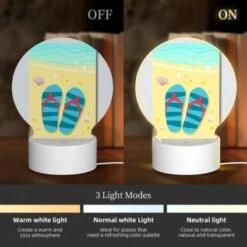 Round Acrylic Night Light, A Pair Of Blue And Red Flip Flops Are Placed On A Sandy Beach. 4 Round Acrylic Night Light, A Pair Of Blue And Red Flip Flops Are Placed On A Sandy Beach. -Pattern Night Light 8d5ef37ac2a8d0f3c87c2d15b41c5662689604f2