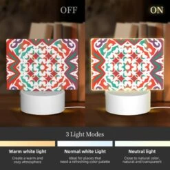 Rectangular Acrylic Night Light, A Colorful And Intricate Design On A Red Background. 4 Rectangular Acrylic Night Light, A Colorful And Intricate Design On A Red Background. -Pattern Night Light 8d76b07c7e0c4f7e1b13e14b323397607cacb589