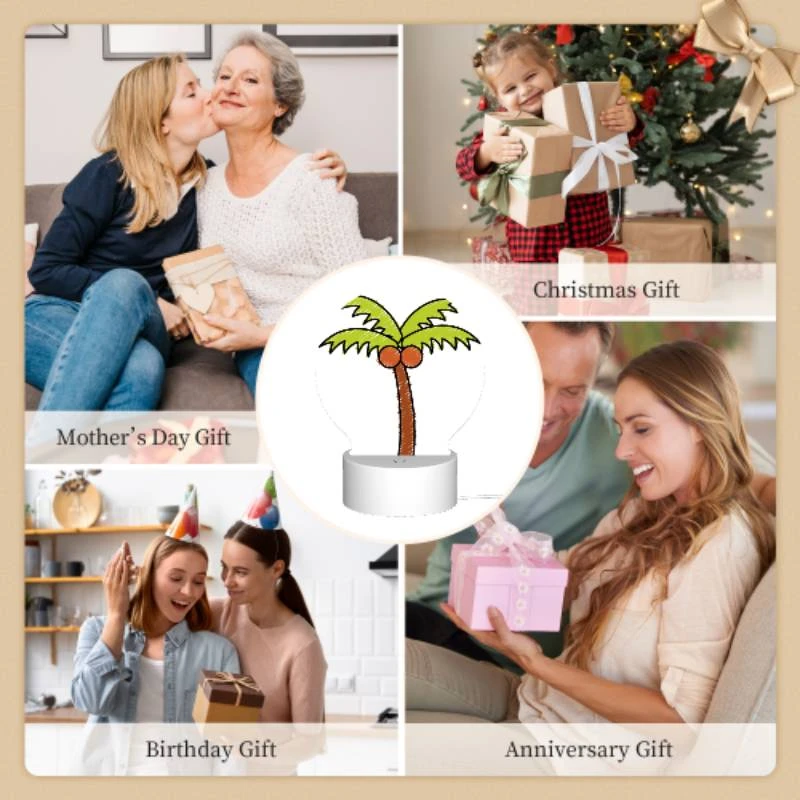 Round Acrylic Night Light, A cartoon drawing of a palm tree with two orange fruits on top. Round Acrylic Night Light, A Cartoon Drawing Of A Palm Tree With Two Orange Fruits On Top. -Pattern Night Light 8df5cb8a1c4b0beb16b37a2260c4b2833b9eb643