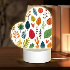 Love Acrylic Night Light, A Colorful Collection Of Leaves In Various Shades Of Orange