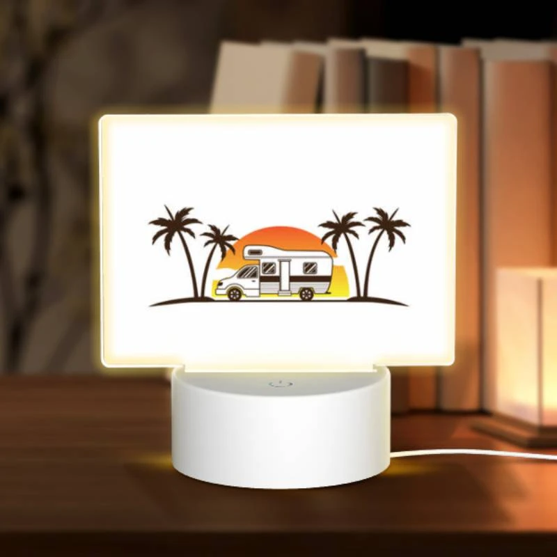 Rectangular Acrylic Night Light, A camper van is parked in front of a sunset. Rectangular Acrylic Night Light, A Camper Van Is Parked In Front Of A Sunset. -Pattern Night Light 8e03224356b9deef4333c269ab2973abead634c9
