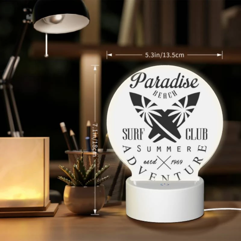 Round Acrylic Night Light, A logo for Paradise Surf Club. Round Acrylic Night Light, A Logo For Paradise Surf Club. -Pattern Night Light 8e4d651eb88312d63f77b435d1c22e5c2ee45cf8