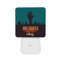 Night Light Set Of 2, A Halloween Party Is Advertised With A Skeleton Hand And A Cemetery Scene. 10 Night Light Set Of 2, A Halloween Party Is Advertised With A Skeleton Hand And A Cemetery Scene. -Pattern Night Light 8ee99934f4cc39253823c089f4a59e79c05db81c