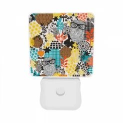 Night Light Set Of 2, A Pattern Of Flowers And Birds With Glasses. 9 Night Light Set Of 2, A Pattern Of Flowers And Birds With Glasses. -Pattern Night Light 8f297f9fca0b227fba8e47304a5e1c126ce9d6de