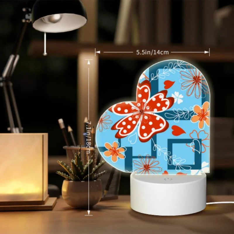 Love Acrylic Night Light, A red flower with white polka dots is surrounded by other flowers. Love Acrylic Night Light, A Red Flower With White Polka Dots Is Surrounded By Other Flowers. -Pattern Night Light 8ff19dc05b2f553f50d4b8d981c32e852ea6dbea