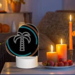 Love Acrylic Night Light, A Blue And Orange Circle With A Palm Tree In The Middle. 7 Love Acrylic Night Light, A Blue And Orange Circle With A Palm Tree In The Middle. -Pattern Night Light 9032d76aeff151c341e9c533f8900e966c0a0e74