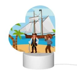 Love Acrylic Night Light, A Pirate And His Crew Are Standing On A Sandy Beach. -Pattern Night Light 906462f31265f7032784827fc34ccdc82123ee56