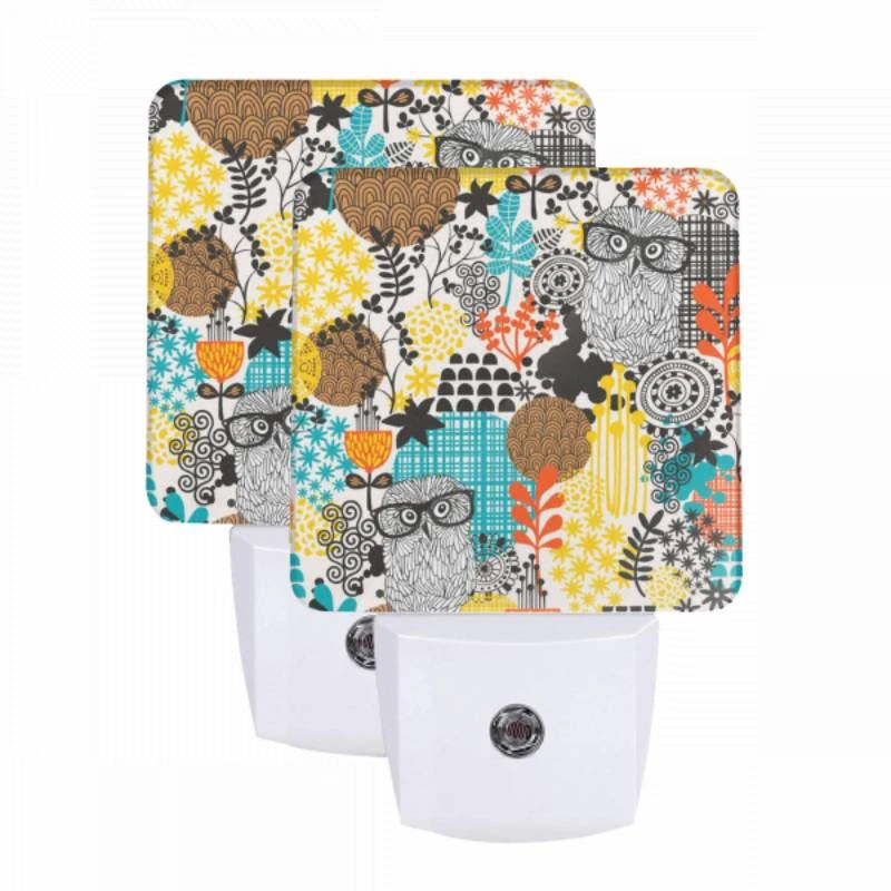 Night Light Set of 2, A pattern of flowers and birds with glasses. Night Light Set Of 2, A Pattern Of Flowers And Birds With Glasses. -Pattern Night Light 9136e2e0a57f17ad4dde720e8c73b5a3f39036d2