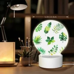 Round Acrylic Night Light, A Collection Of Green Leaves And Plants. 7 Round Acrylic Night Light, A Collection Of Green Leaves And Plants. -Pattern Night Light 91d3a129f8f4f6bdd9b987138e3dd2ea883db9a3