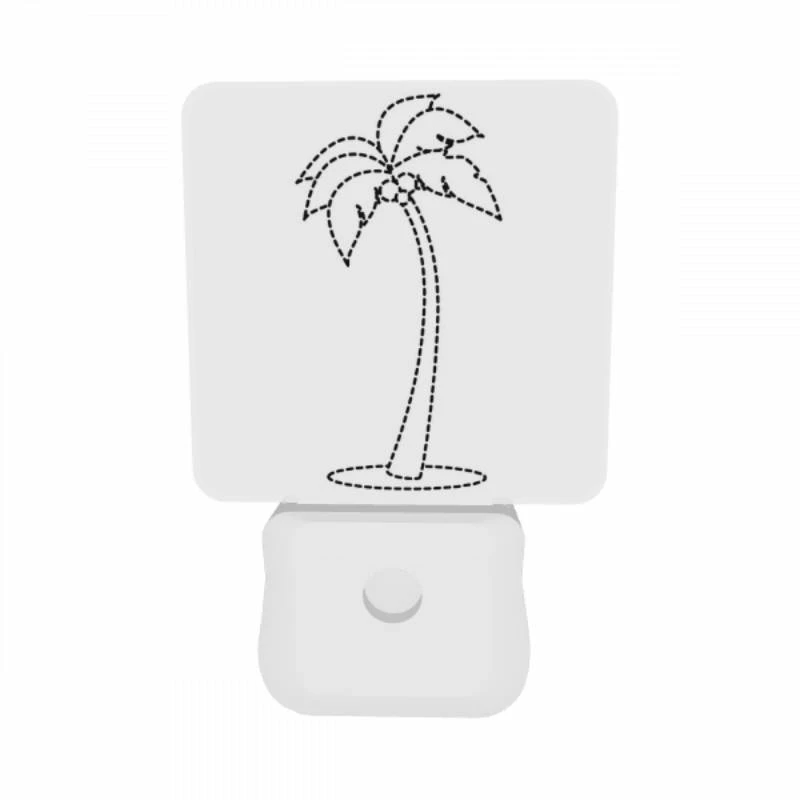Night Light Set of 2, A black and white drawing of a palm tree. Night Light Set Of 2, A Black And White Drawing Of A Palm Tree. -Pattern Night Light 91df7f410f6a214f2f2edb76b0b5034ac30f720c
